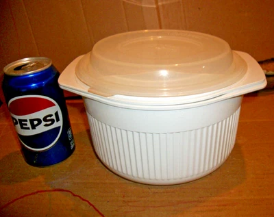 Vintage Nordic Ware 2 Quart Microwave Casserole Dish & Lid Three For One Plate - Image 1 of 4
