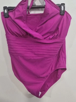 Traje de baño verde agua talla 16 cobertura completa cintura textura rosa oscuro 1 pieza *NUEVO CON ETIQUETAS* Foto 1 de 4