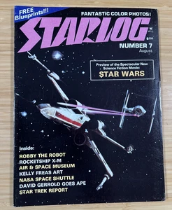 STARLOG Magazine #7 - AUG 1977 - Star Wars X-Wing, Star Trek, Blueprint Poster - Bild 1 von 5