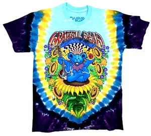Grateful Dead Guru Bear Tie Dye Liquid Blue Music T-Shirt Size Large - Picture 1 of 4