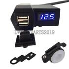 Dual USB Ports Charger Socket Outlet Waterproof 12V Blue LED for Car Motorcycle
