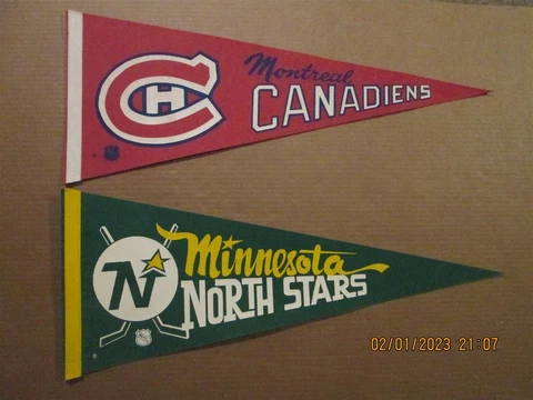 NHL Montreal Canadiens & Minnesota North Stars Vintage 1970's Hockey Pennants Cover