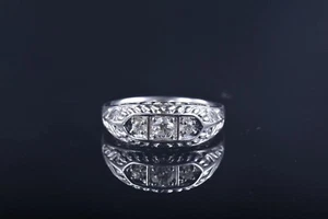 1Ct Round Cut Lab-Created Diamond Engagement Wedding Ring 14K White Gold Plated - Picture 1 of 3