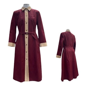 Vintage 70s ETIENNE AIGNER Womens 12 Belted Trench Coat Shirt Dress Jacket Lined - Picture 1 of 21