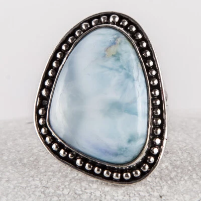 Wunderschöner, großer Silber Ring, Larimar aus der Karibik, Dreieck, Gr. 59 - Bild 1 von 4