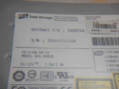 HLDS GCE-8483B IDE CD-RW CD Burner Optical Drive - black ide drive - Image 1 of 3