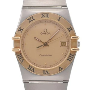 OMEGA Constellation YG Flat Bezel gold Dial Quartz Men's Watch M#140702 - Picture 1 of 9