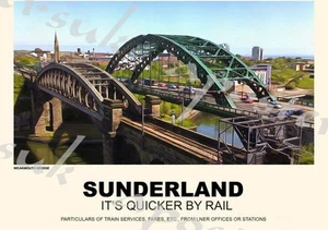 Vintage Style Eisenbahn Poster Sunderland A4/A3/A2 Druck - Bild 1 von 1