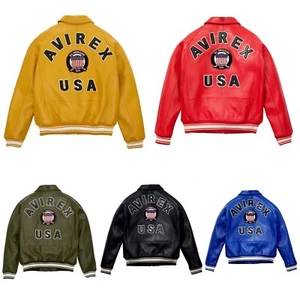 Men's Avirex Real Bomber American Flight Jacket Sheep Leather Jacket 5 colors - Picture 1 of 32
