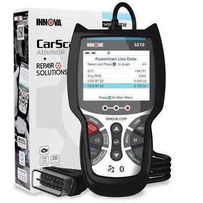 	Innova 5210 OBD2 Escáner y Lector de Código de Motor Probador de Batería Datos en Vivo Aceite	 Foto 1 de 4