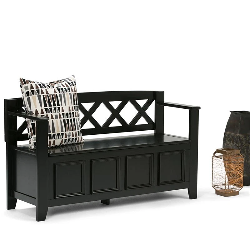 Best Simpli Home Amherst Entryway Storage Bench Black Seat Home Furniture