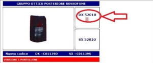 FANALE POSTERIORE DX ROSSO FUME' S/PORTALAMPADA CITROEN BERLINGO 1/P 96- 08 - Foto 1 di 1
