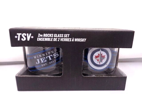 2-Pack New NHL Rock Whiskey Glass Set Winnipeg Jets Cover