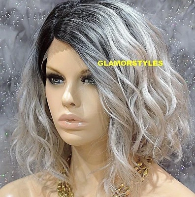 КРУЖЕВНОЙ ПЕРЕДНИЙ ПОЛНЫЙ ПАРИК БОБ ВОЛНИСТЫЙ МНОГОСЛОЙНАЯ БОКОВАЯ ЧАСТЬ OMBRE ЧЕРНЫЙ СЕРЫЙ СМЕСЬ НОВЫЙ С ЯРЛЫКАМИ - Изображение 1 из 4