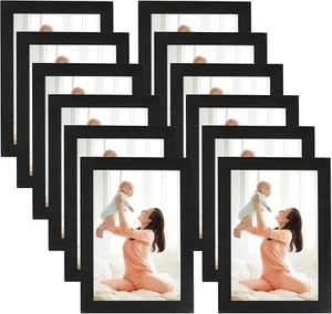 12-Pack 4x6 Magnetic Picture Frames with Adhesive Backing - Black - Picture 1 of 9