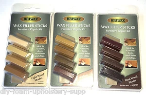 BRIWAX FURNITURE REPAIR KIT WAX FILLER STICKS LIGHT MEDIUM DARK SHADES - Picture 1 of 7