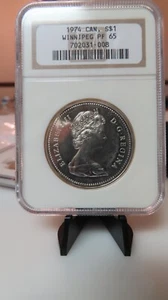 1974 PF65 Canadian $1 Silver Dollar Winnipeg Centennial NGC Canada - Picture 1 of 3