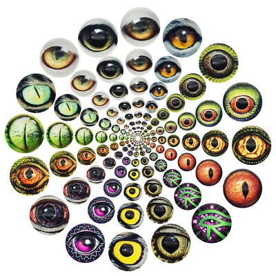 Assorted 6-30mm Flatback Glass Cabochon Dragon Eye Animal Eyes DIY Decor Crafts - Image 1 of 4