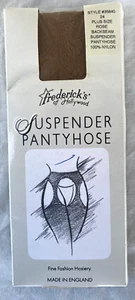 FREDERICKS OF HOLLYWOOD..SUNTAN..NYLON..ROSE BACKSEAM..SUSPENDER PANTYHOSE..PLUS - Picture 1 of 2