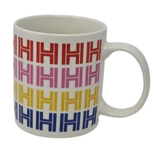 NWT Letter H Monogram Ceramic Coffee Mug Cup White 12 fl oz Red Pink Yellow Blue - Picture 1 of 6