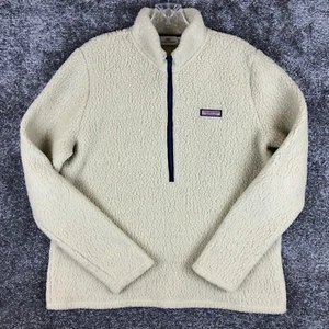 Vineyard Vines Half Zip Deep Pile Fleece Ivory Jacket Women Size Large - Picture 1 of 10