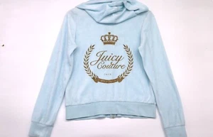 Vintage Y2K Juicy Couture Womens Blue Velour Zip-Up Hoodie  Sz M - READ!!! - Picture 1 of 12