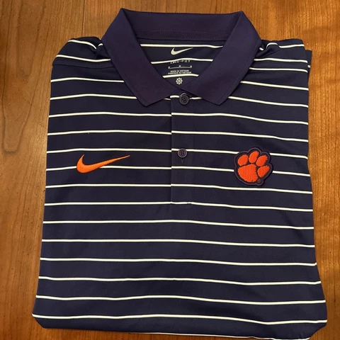 NEW Nike On-Field Dri-Fit Striped Polo - Clemson Tigers - Mens Medium Cover