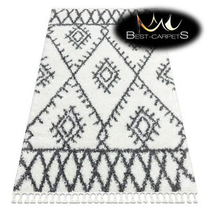 Modern Amazing Rug "UNION" soft shaggy zigzag fringe CREAM / GREY High Quality - Picture 1 of 6