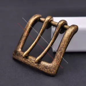 Hebilla de cinturón artesanal cuadrada vintage de latón doble clavija se adapta a correa de 41 mm - Imagen 1 de 7