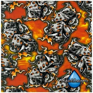Hydrographic Film | Hydro Dip Film | Flaming Dice 19" x 7 Feet - Picture 1 of 2