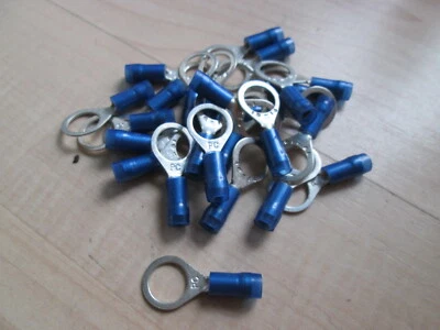 Lot (25) Blue Crimp Ring Terminal Lug for 3/8" Bolt 16-14AWG #E77BB - Image 1 of 4