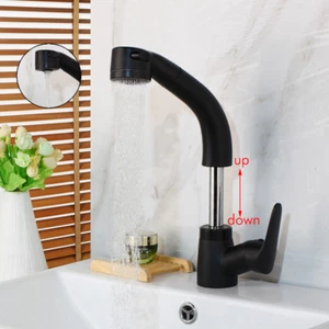 Rubinetto cucina nero estraibile spruzzatore maniglia singola e foro ponte montaggio rubinetto miscelatore lavello - Foto 1 di 6
