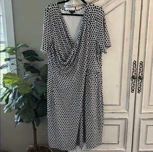 Talbots Woman Plus Size 3X Black & White Short Sleeve Nylon Blend Dress - Picture 1 of 7