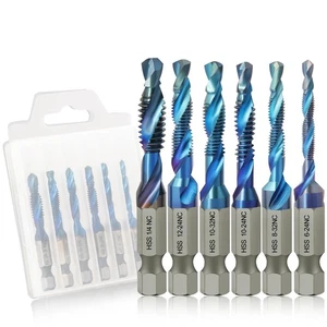 6er Pack Kombi Bohrer Gewindebohrer Bit Set Gewindeschneiden in SAE Größe 6-32NC 8-32NC... - Bild 1 von 7
