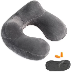 Almohada de Viaje Inflable, Soporte de Almohada para Cuello para Viajar, Aviones, Gris  - Imagen 1 de 9