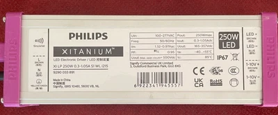 Controlador LED Philips Xitanium 250W IP67 - Xi LP 250W 0.3-1.05A S1 WL I215 - Marca Foto 1 de 4