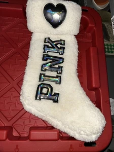 Victoria Secret Pink Christmas Stocking Heart Dog - Picture 1 of 6