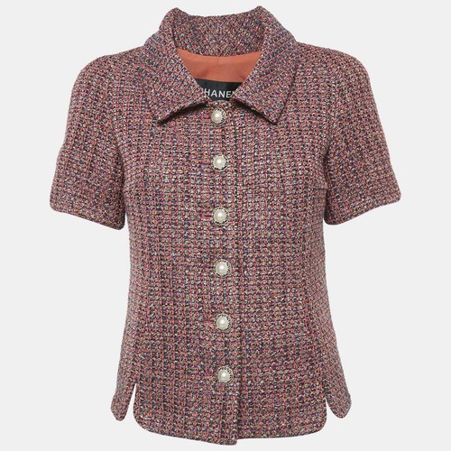 Giacca Chanel rosa tweed manica corta S