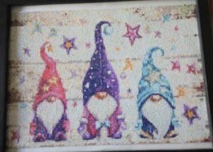 Completed Diamond Art Painting - Gnomes . Framed 12" x 15" - Picture 1 of 1