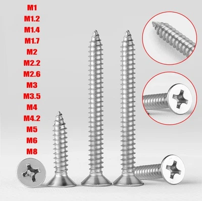 Sheet Metal Low Head Screw with Cross Slot M2-M8 Stainless Steel Wood Screws - Bild 1 von 4