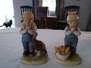 Vntg. 2 COLLECTABLE FIGURINES - DENIM DAYS - W/TURKEY & CORN - Picture 1 of 5