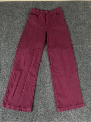 Madewell Pants WomensEmmet Wide Leg Crop High Rise Flat Front Burgundy Size 27 - Image 1 of 4