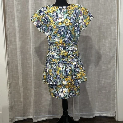 Vintage Neiman Marcus Saint Romei Dress Floral Peplum 1980s - Image 1 of 4