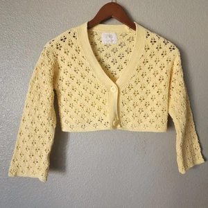 Zara Kids Yellow Crochet Bell Sleeve Cardigan Sweater - Picture 1 of 4