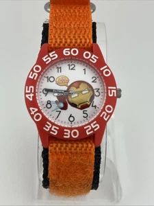 Marvel Emoji Ironman Kinderuhr Time Teacher orange/schwarz Nylonband neue Batterie - Bild 1 von 6