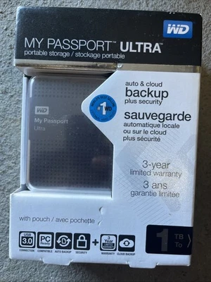 WD My Passport Ultra 1TB Portable External Hard Drive USB 3.0 Black 1TB - Image 1 of 4