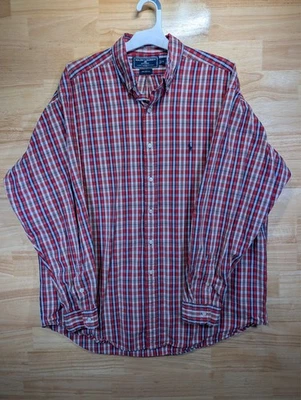 Ralph Lauren Sport Мужская XL клетку рубашка на пуговицах красный синий хлопок длинным рукавом - Изображение 1 из 4