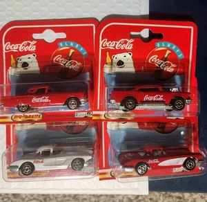 Lot Of 4 Majorete 1957 Thunderbird,57 Chevy and 2 Corvettes Coca-cola 1:64 - Picture 1 of 9