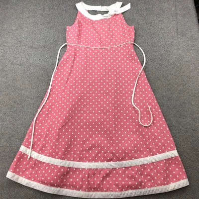 Bonnie Jean Dress Girls 12 Pink White Polka Dot Sleeveless Bow Vintage Retro - Image 1 of 4