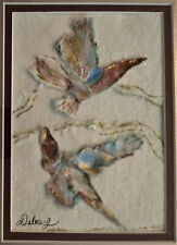 Feathered Friends - Mixed Media Collage by Debra Maitland - Framed